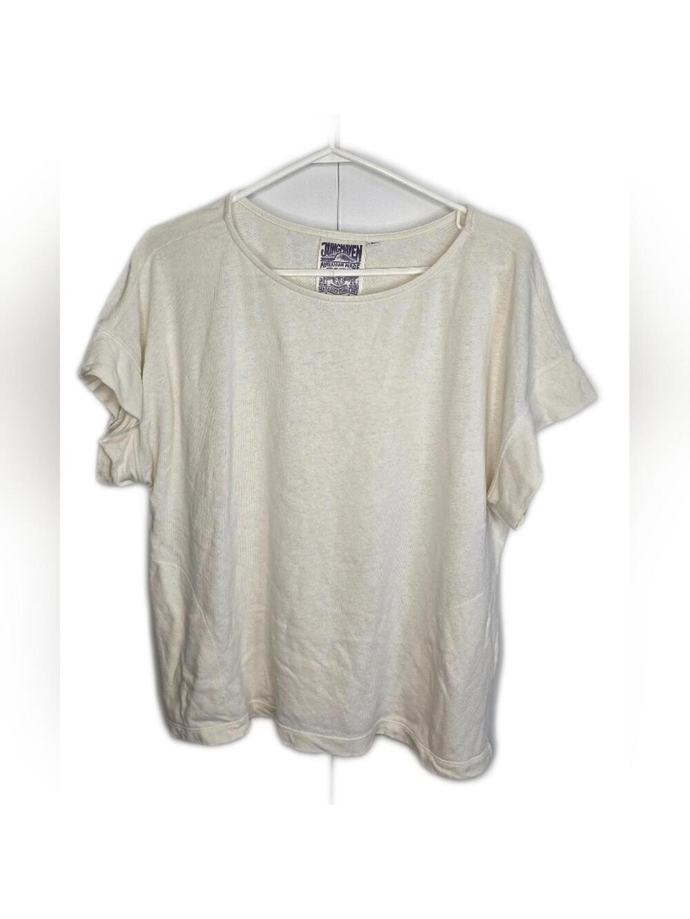 Jungmaven Hemp Organic Cotton Cream Boxy Tee With Pockets LG.
